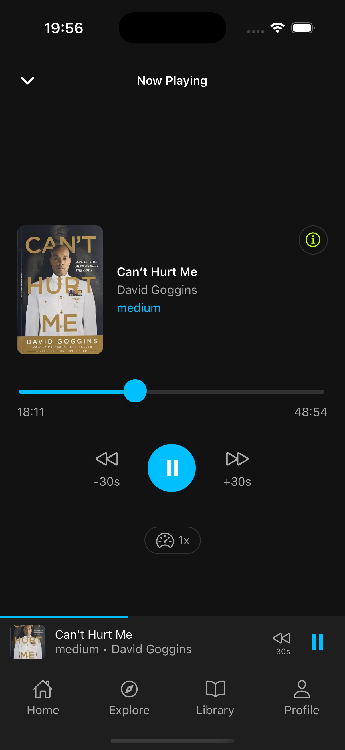 Audio player screen